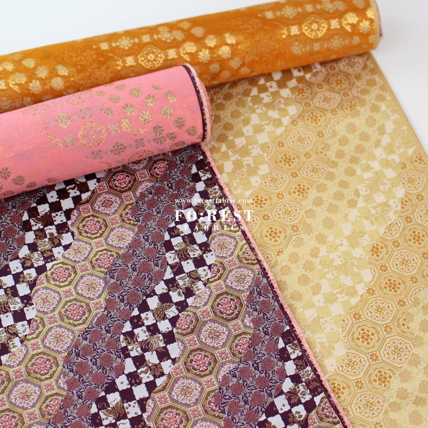 Gold Brocade - Lattice butterfly fabric - FO:REST Fabric 布恩堂Liberty fabrictana lawnjapanese fabricykk zipper