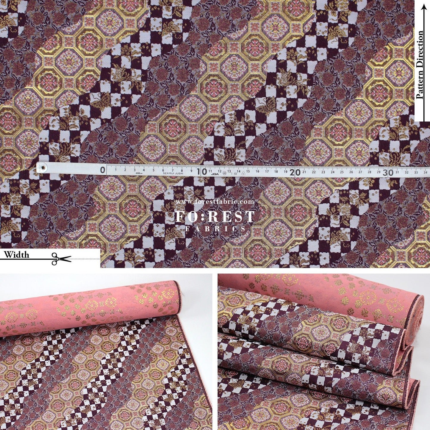 Gold Brocade - Lattice butterfly fabric - FO:REST Fabric 布恩堂Liberty fabrictana lawnjapanese fabricykk zipper