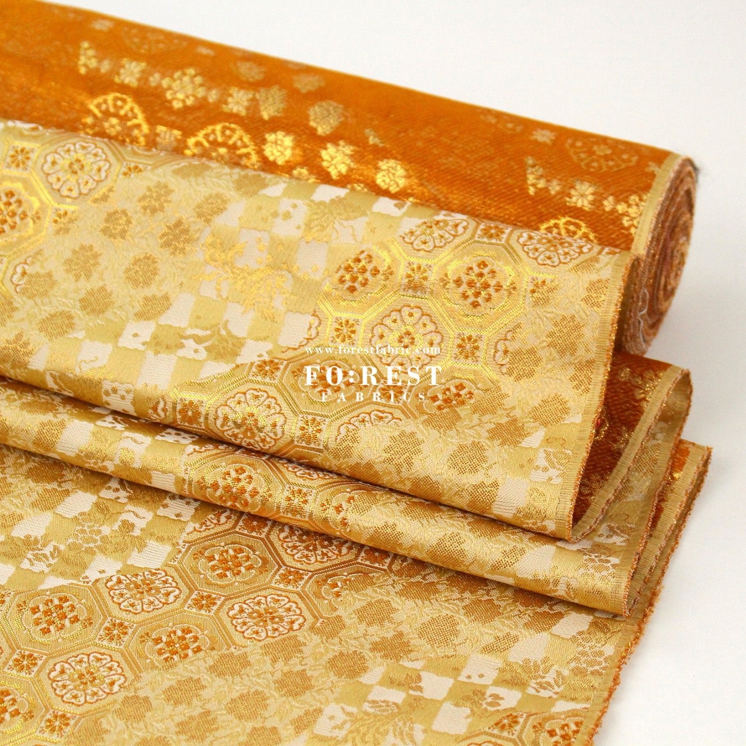 Gold Brocade - Lattice butterfly fabric - FO:REST Fabric 布恩堂Liberty fabrictana lawnjapanese fabricykk zipper