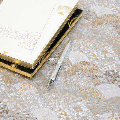 Gold Brocade - Leaf fabric GreenGray - FO:REST Fabric 布恩堂Liberty fabrictana lawnjapanese fabricykk zipper