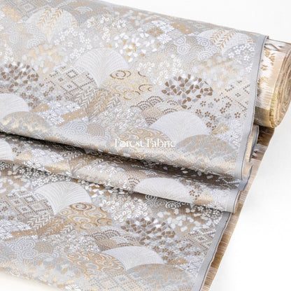 Gold Brocade - Leaf fabric GreenGray - FO:REST Fabric 布恩堂Liberty fabrictana lawnjapanese fabricykk zipper