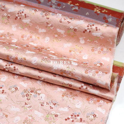 Gold Brocade - Little Flower Rabbit fabric Pink - FO:REST Fabric 布恩堂Liberty fabrictana lawnjapanese fabricykk zipper
