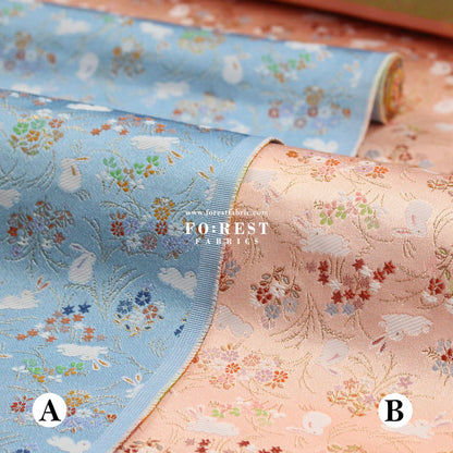Gold Brocade - Little Flower Rabbit fabric Pink - FO:REST Fabric 布恩堂Liberty fabrictana lawnjapanese fabricykk zipper