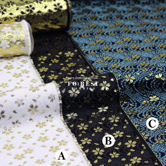 Gold Brocade - Little sakura fabric - FO:REST Fabric 布恩堂Liberty fabrictana lawnjapanese fabricykk zipper