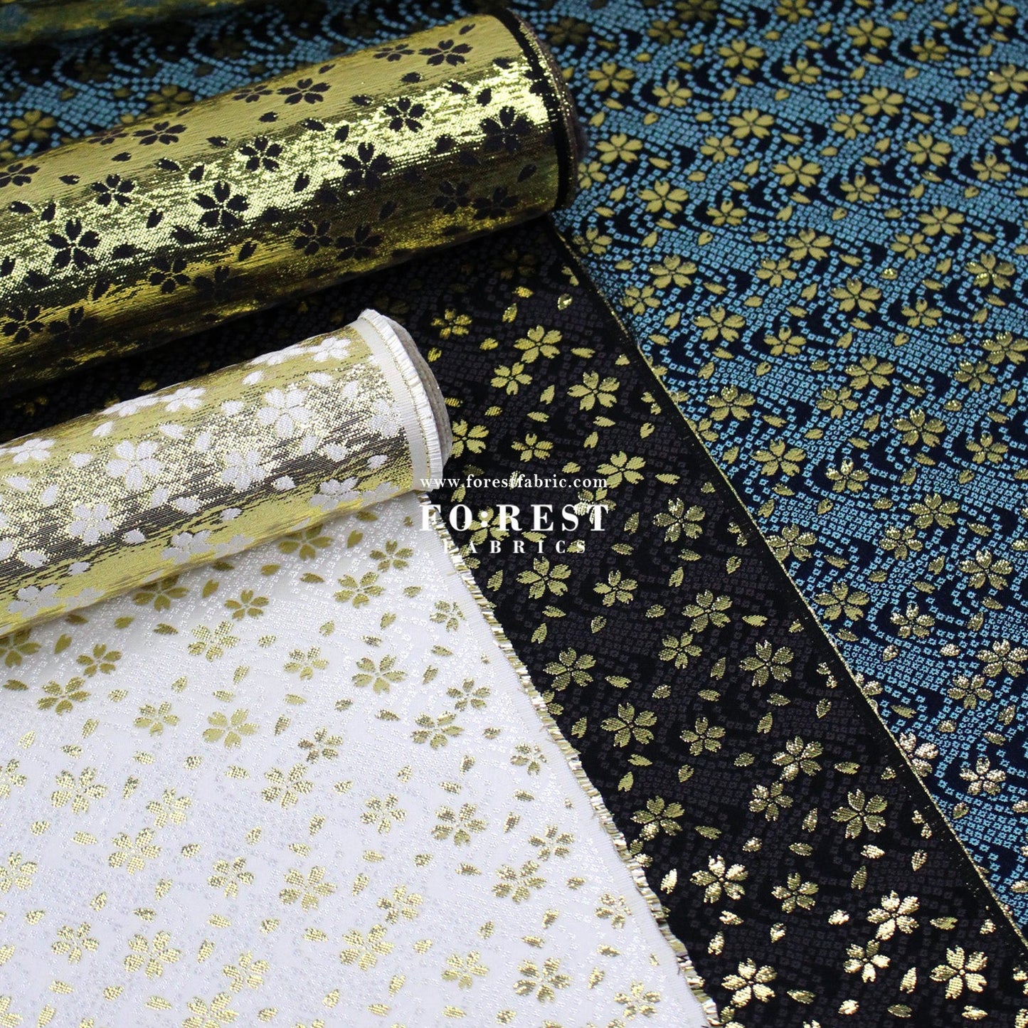 Gold Brocade - Little sakura fabric - FO:REST Fabric 布恩堂Liberty fabrictana lawnjapanese fabricykk zipper