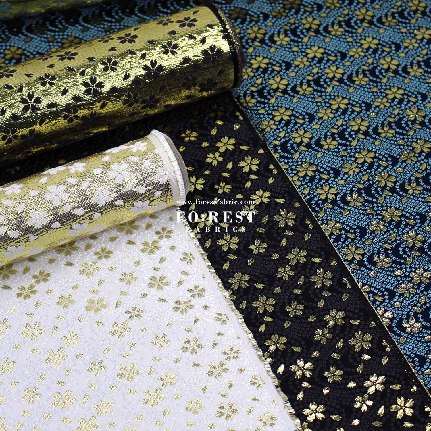 Gold Brocade - Little sakura fabric - FO:REST Fabric 布恩堂Liberty fabrictana lawnjapanese fabricykk zipper