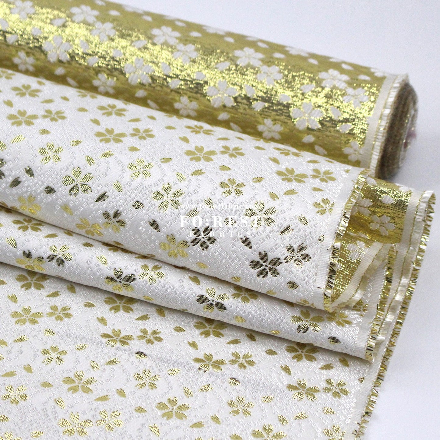 Gold Brocade - Little sakura fabric - FO:REST Fabric 布恩堂Liberty fabrictana lawnjapanese fabricykk zipper