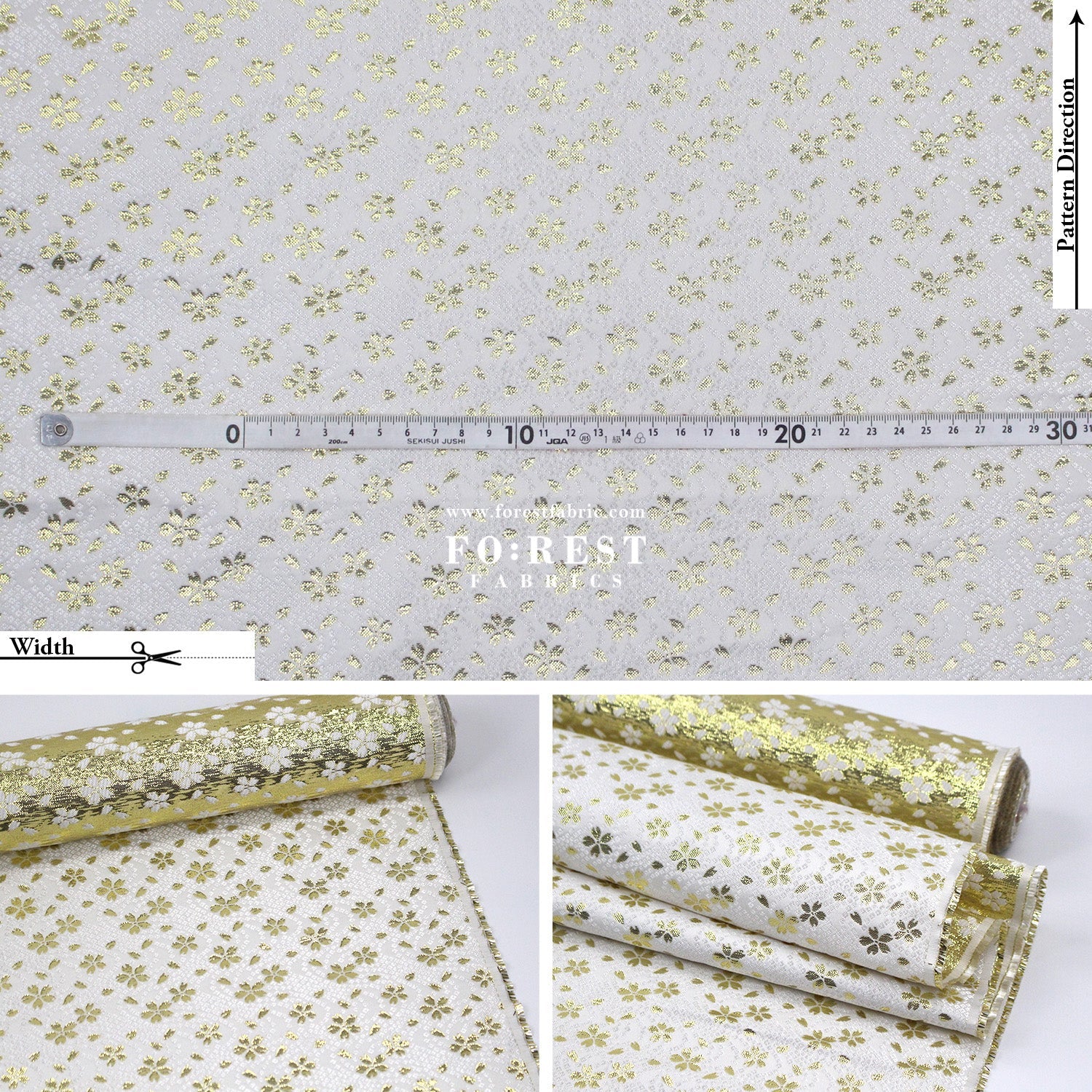 Gold Brocade - Little sakura fabric - FO:REST Fabric 布恩堂Liberty fabrictana lawnjapanese fabricykk zipper