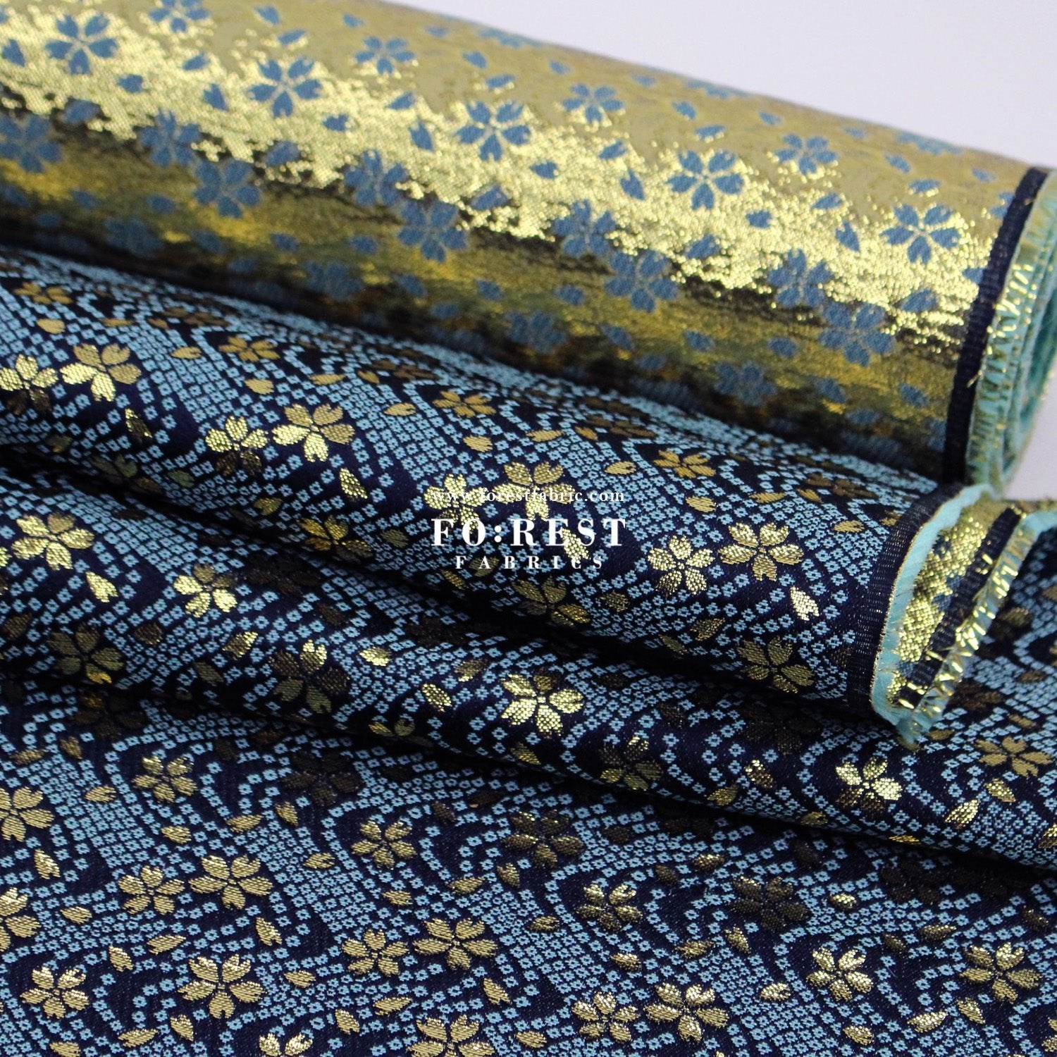 Gold Brocade - Little sakura fabric - FO:REST Fabric 布恩堂Liberty fabrictana lawnjapanese fabricykk zipper