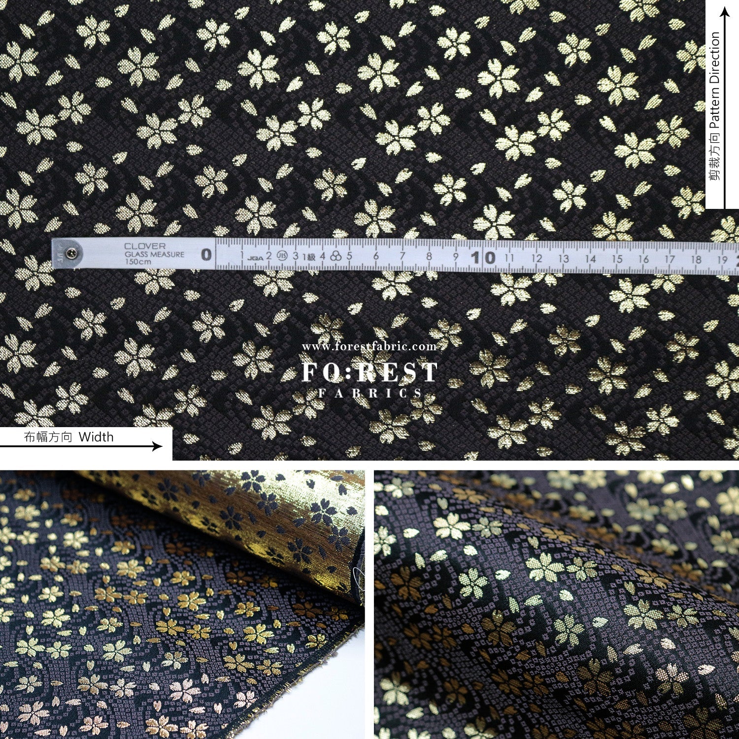 Gold Brocade - Little sakura fabric - FO:REST Fabric 布恩堂Liberty fabrictana lawnjapanese fabricykk zipper