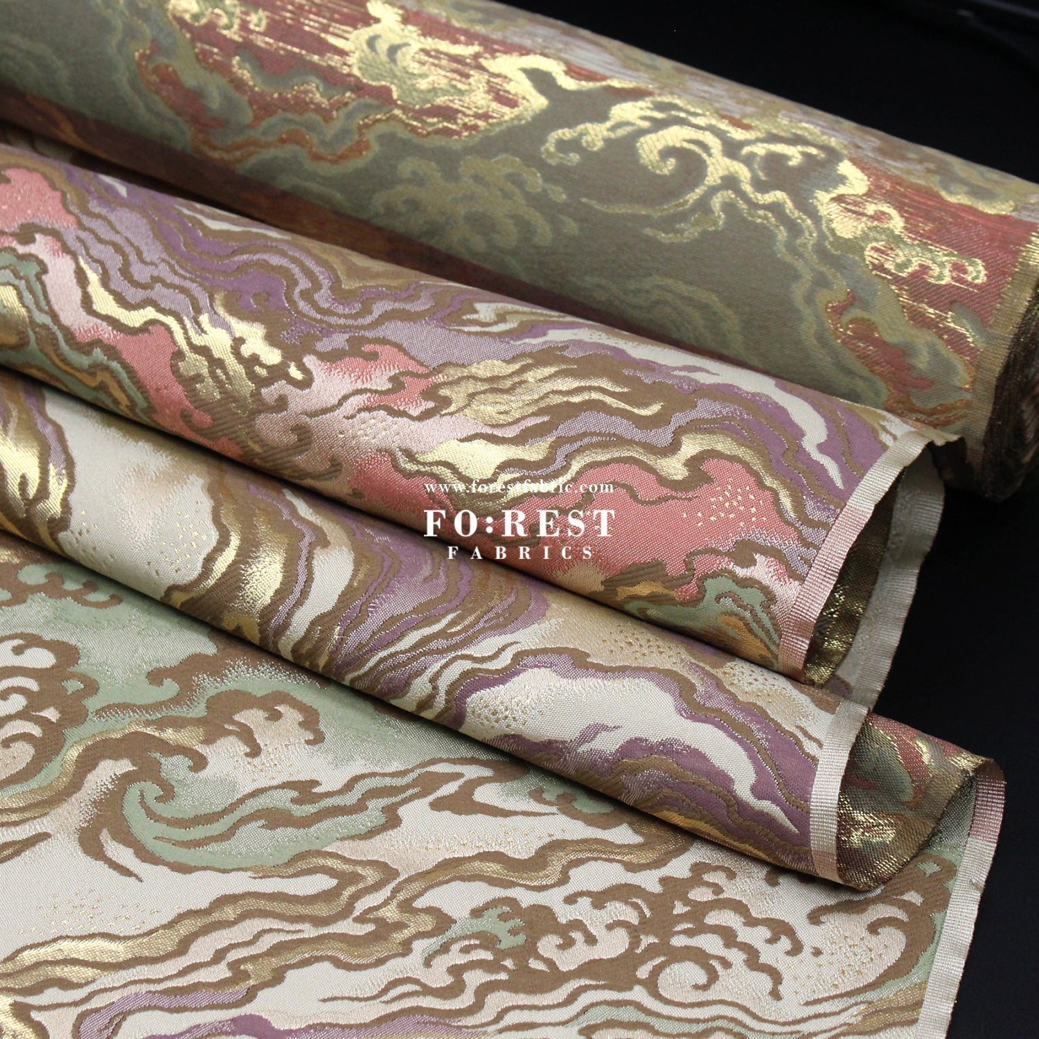 Gold Brocade - Marble fabric Gold - FO:REST Fabric 布恩堂Liberty fabrictana lawnjapanese fabricykk zipper