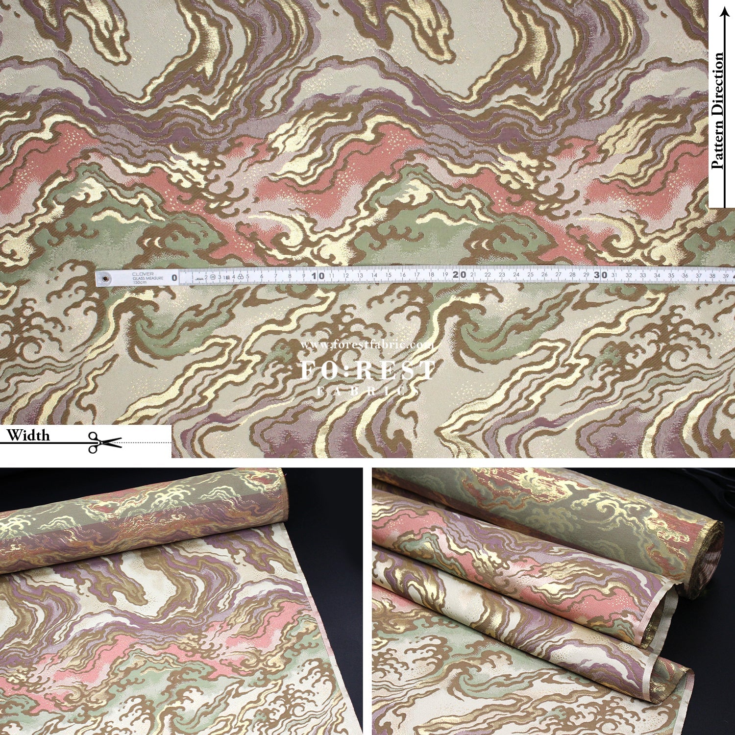 Gold Brocade - Marble fabric Gold - FO:REST Fabric 布恩堂Liberty fabrictana lawnjapanese fabricykk zipper