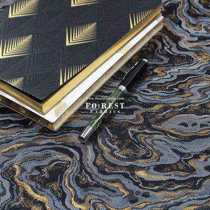 Gold Brocade - Marble II fabric BlackGray - FO:REST Fabric 布恩堂Liberty fabrictana lawnjapanese fabricykk zipper