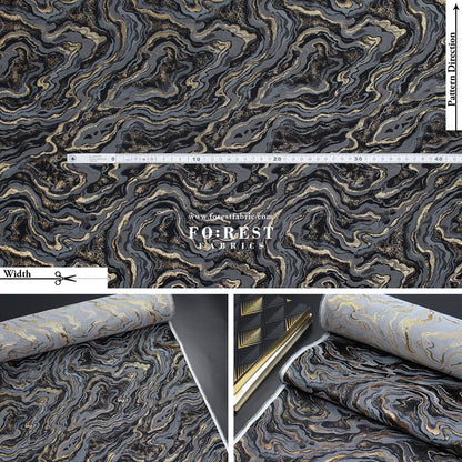 Gold Brocade - Marble II fabric BlackGray - FO:REST Fabric 布恩堂Liberty fabrictana lawnjapanese fabricykk zipper