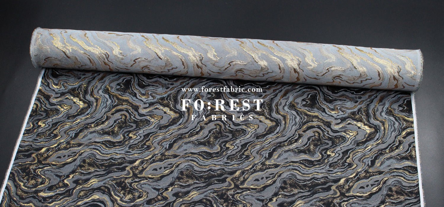 Gold Brocade - Marble II fabric BlackGray - FO:REST Fabric 布恩堂Liberty fabrictana lawnjapanese fabricykk zipper