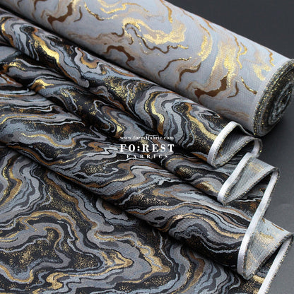 Gold Brocade - Marble II fabric BlackGray - FO:REST Fabric 布恩堂Liberty fabrictana lawnjapanese fabricykk zipper