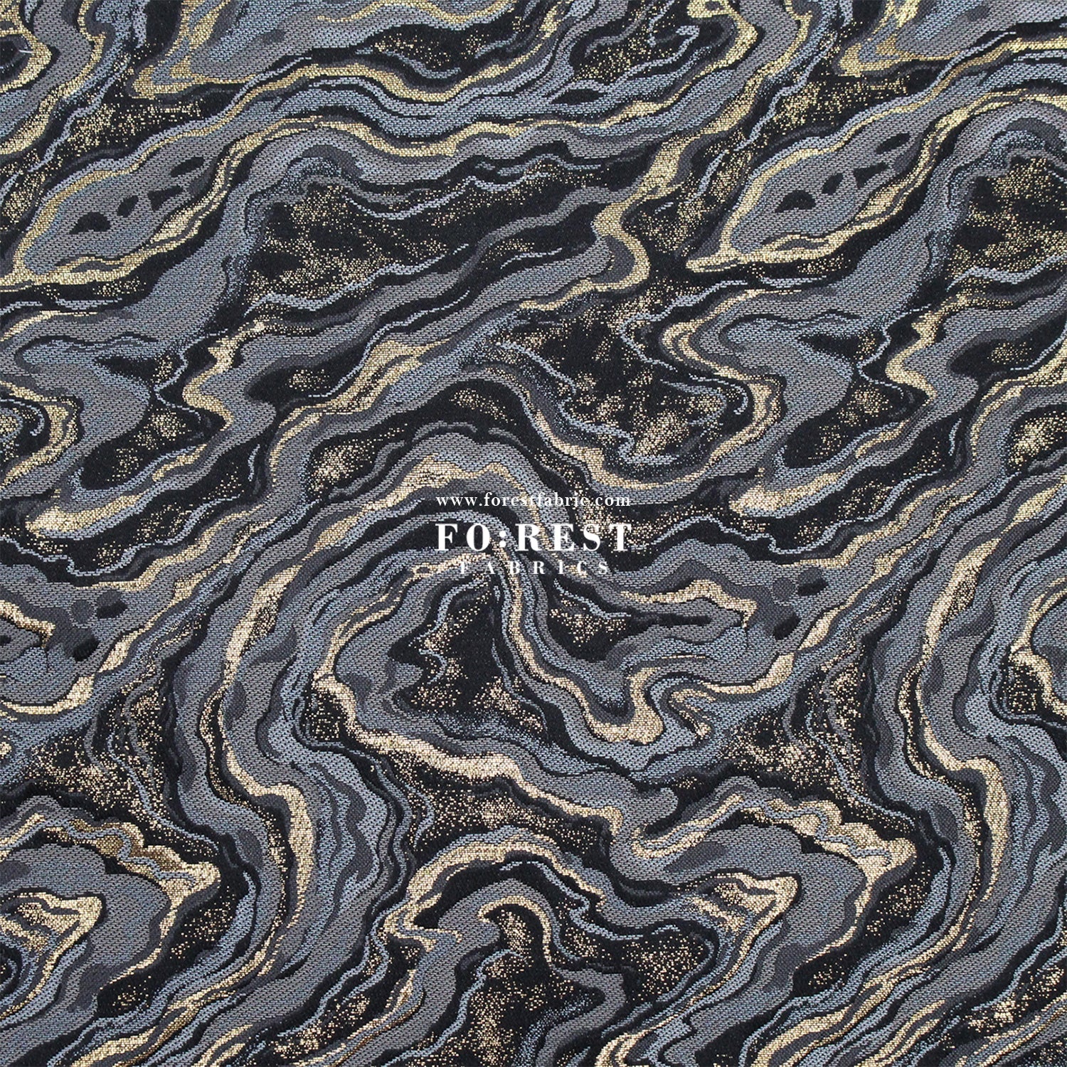 Gold Brocade - Marble II fabric BlackGray - FO:REST Fabric 布恩堂Liberty fabrictana lawnjapanese fabricykk zipper