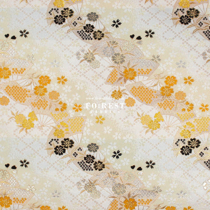 Gold Brocade - Mindnight sakura Fan 櫻扇 fabric Mustard - FO:REST Fabric 布恩堂Liberty fabrictana lawnjapanese fabricykk zipper