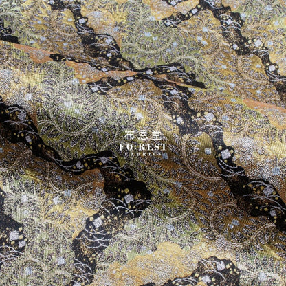 Gold Brocade - mist fabric BLACK - FO:REST Fabric 布恩堂Liberty fabrictana lawnjapanese fabricykk zipper