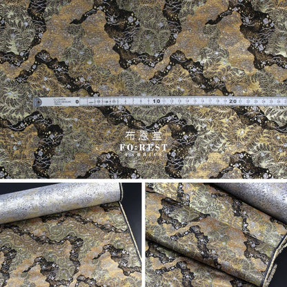 Gold Brocade - mist fabric BLACK - FO:REST Fabric 布恩堂Liberty fabrictana lawnjapanese fabricykk zipper