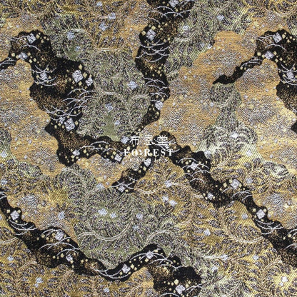 Gold Brocade - mist fabric BLACK - FO:REST Fabric 布恩堂Liberty fabrictana lawnjapanese fabricykk zipper