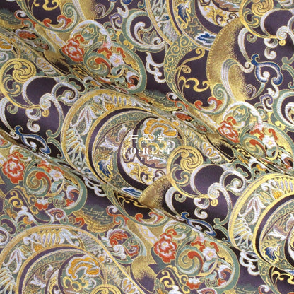 Gold Brocade - Mist Fabric Purple Polyester