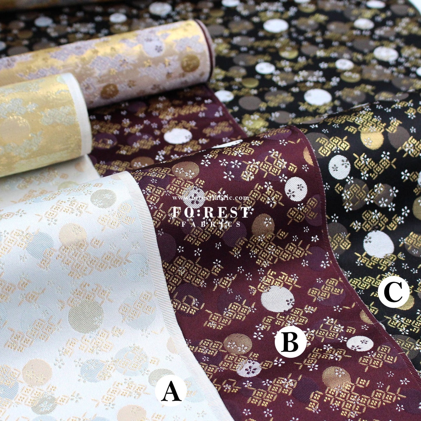 Gold Brocade - Moon fabric - FO:REST Fabric 布恩堂Liberty fabrictana lawnjapanese fabricykk zipper