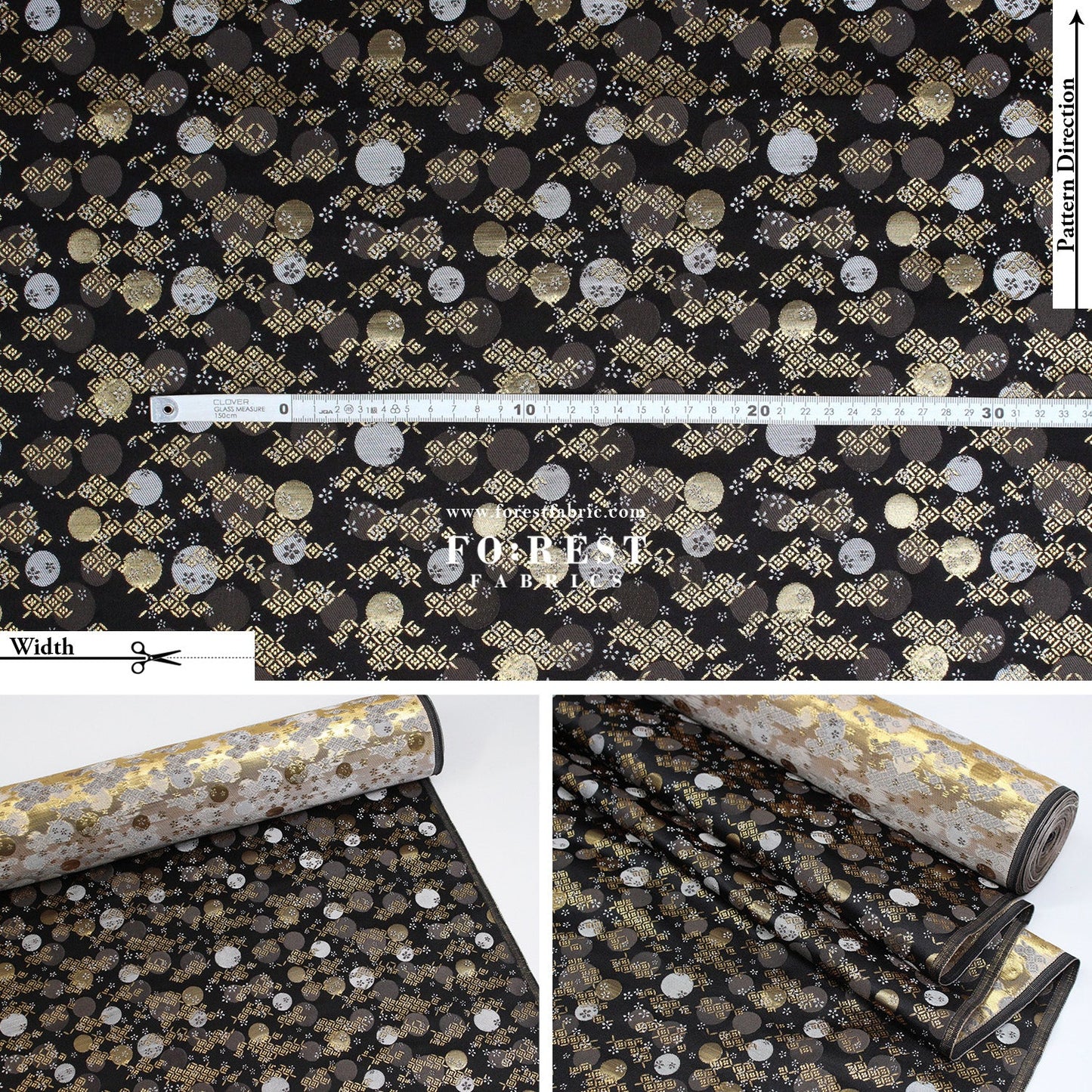 Gold Brocade - Moon fabric - FO:REST Fabric 布恩堂Liberty fabrictana lawnjapanese fabricykk zipper