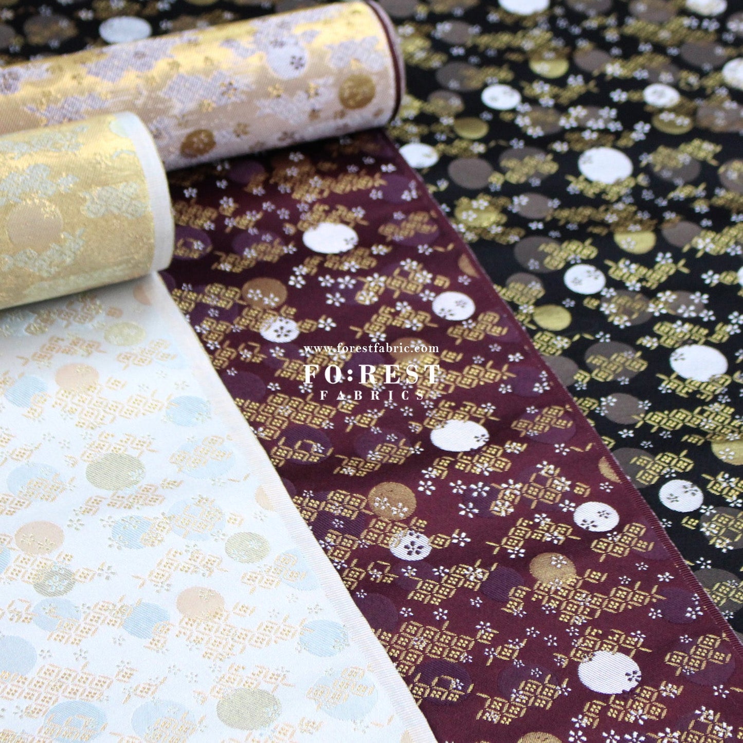 Gold Brocade - Moon fabric - FO:REST Fabric 布恩堂Liberty fabrictana lawnjapanese fabricykk zipper