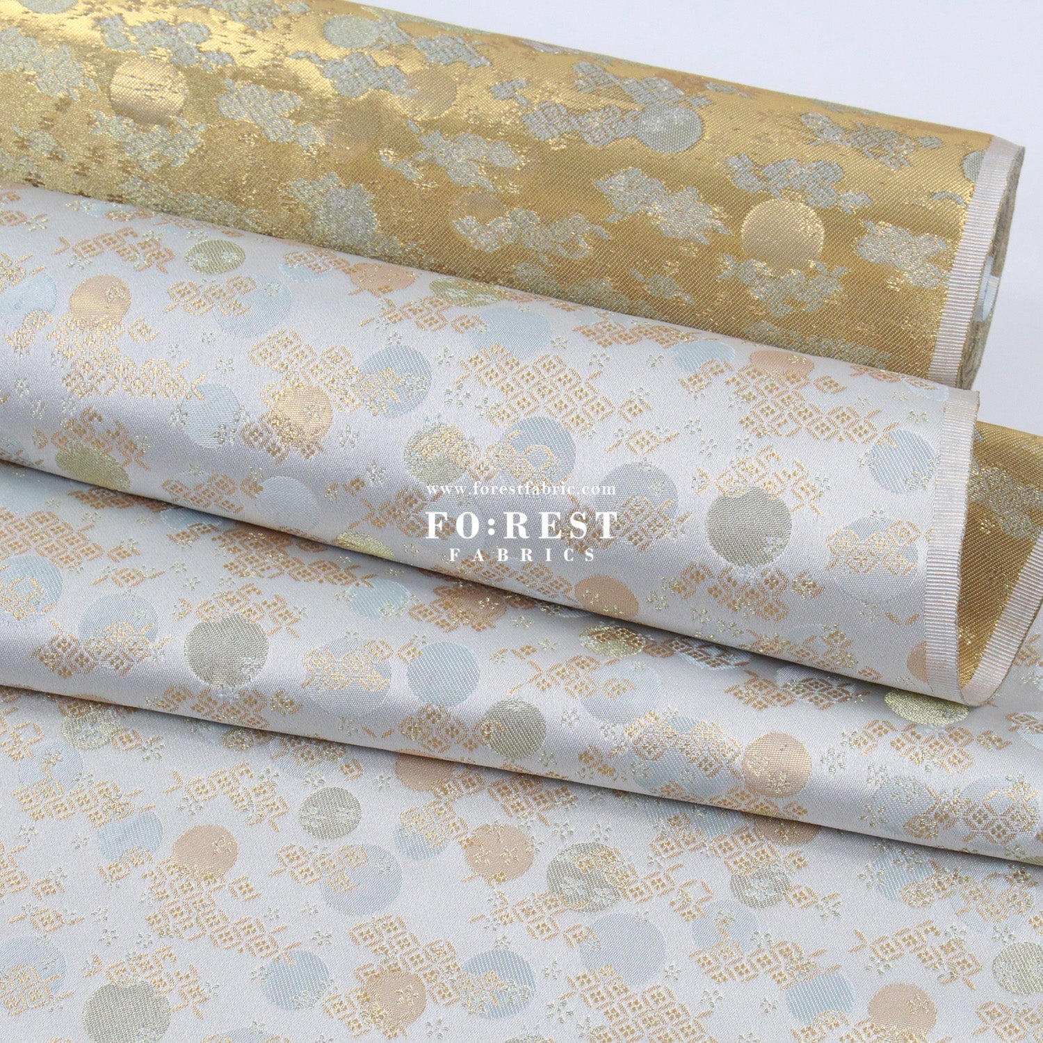 Gold Brocade - Moon fabric - FO:REST Fabric 布恩堂Liberty fabrictana lawnjapanese fabricykk zipper