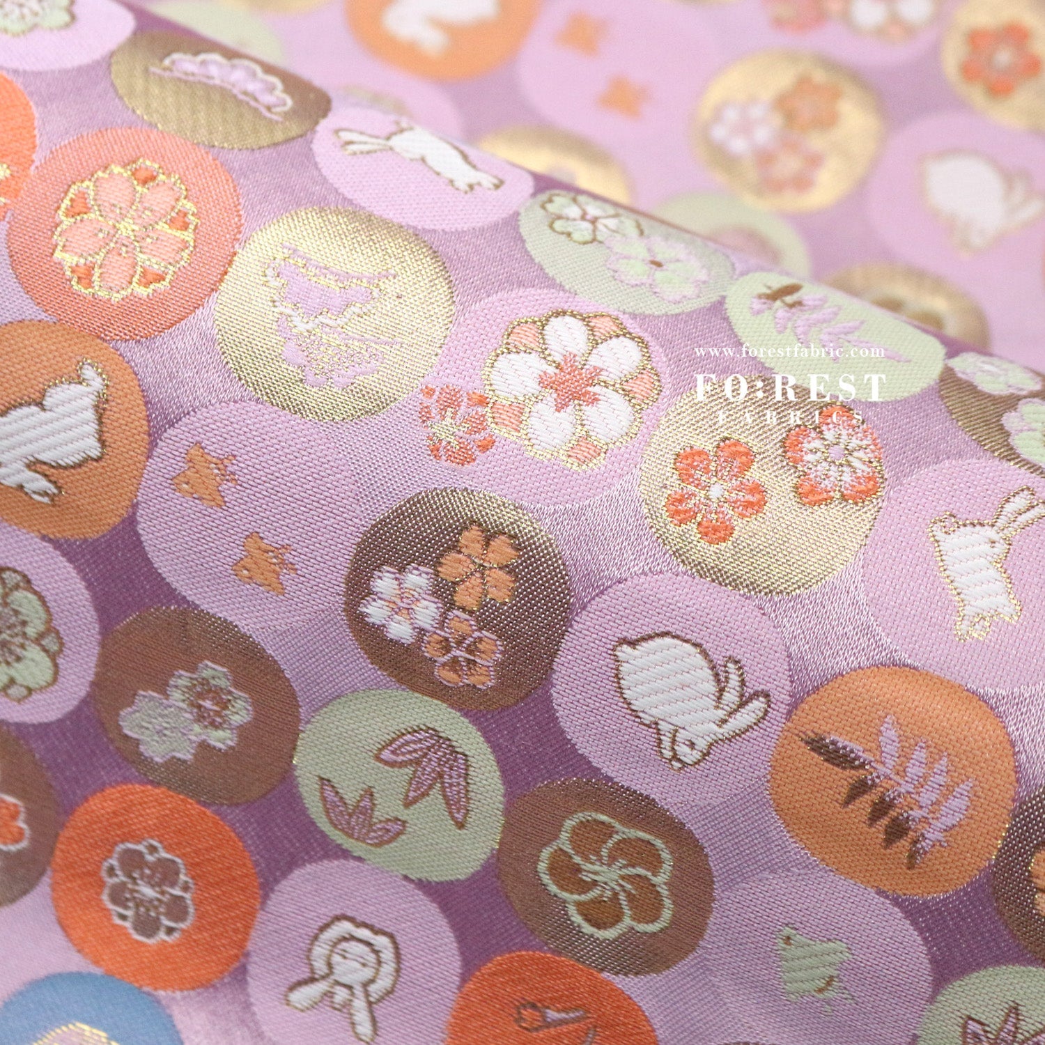 Gold Brocade - Moon Rabbit 月兔 fabric - FO:REST Fabric 布恩堂Liberty fabrictana lawnjapanese fabricykk zipper