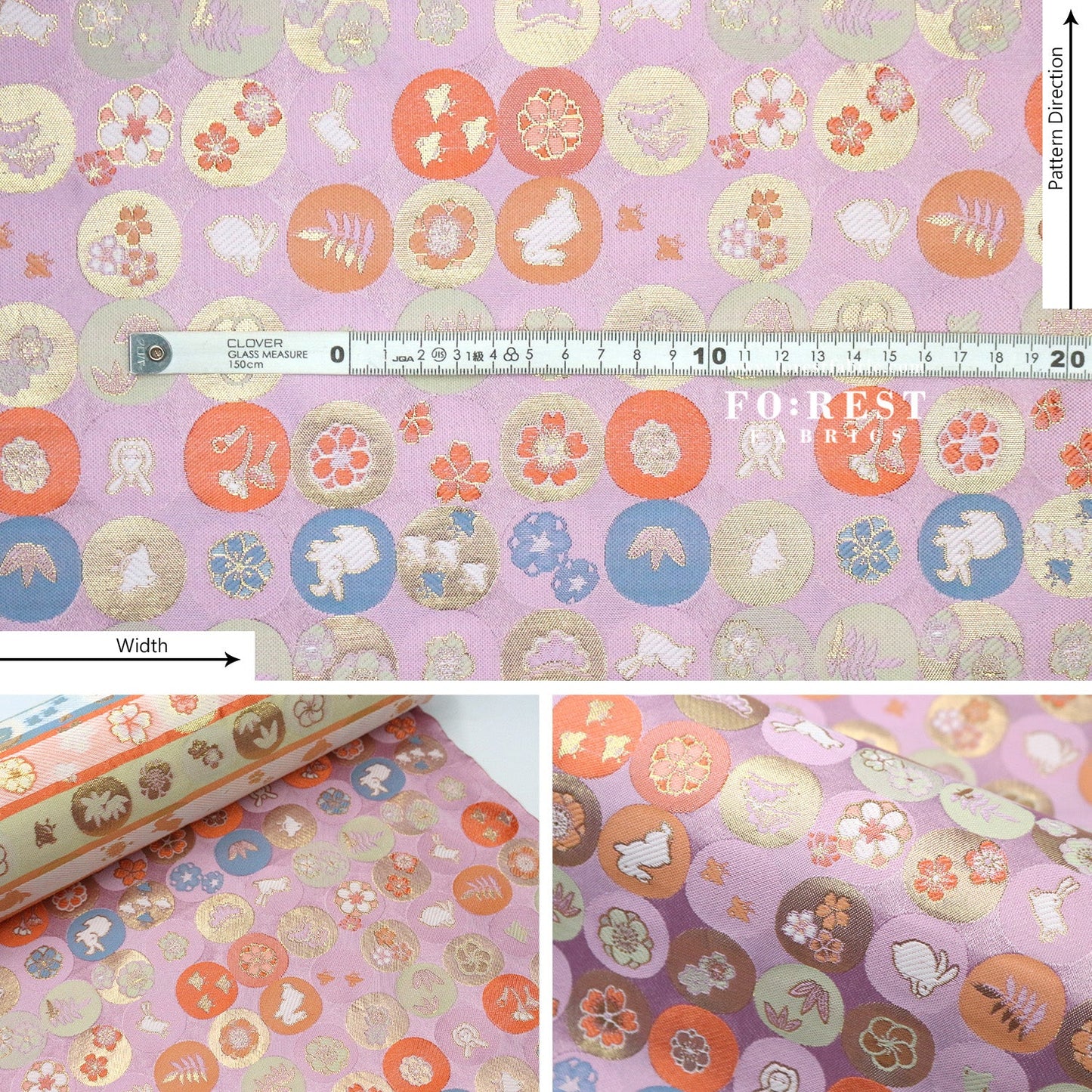 Gold Brocade - Moon Rabbit 月兔 fabric - FO:REST Fabric 布恩堂Liberty fabrictana lawnjapanese fabricykk zipper