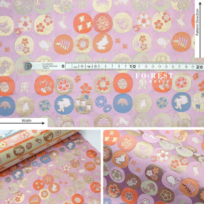 Gold Brocade - Moon Rabbit 月兔 fabric - FO:REST Fabric 布恩堂Liberty fabrictana lawnjapanese fabricykk zipper