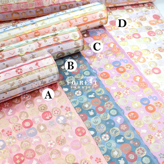 Gold Brocade - Moon Rabbit 月兔 fabric - FO:REST Fabric 布恩堂Liberty fabrictana lawnjapanese fabricykk zipper