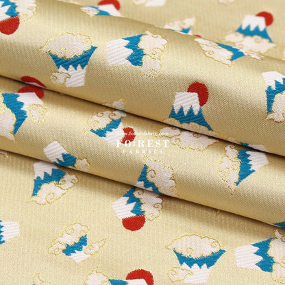 Gold Brocade - Mount Fuji 富士山 Japanese style KINRAN fabric - FO:REST Fabric 布恩堂Liberty fabrictana lawnjapanese fabricykk zipper