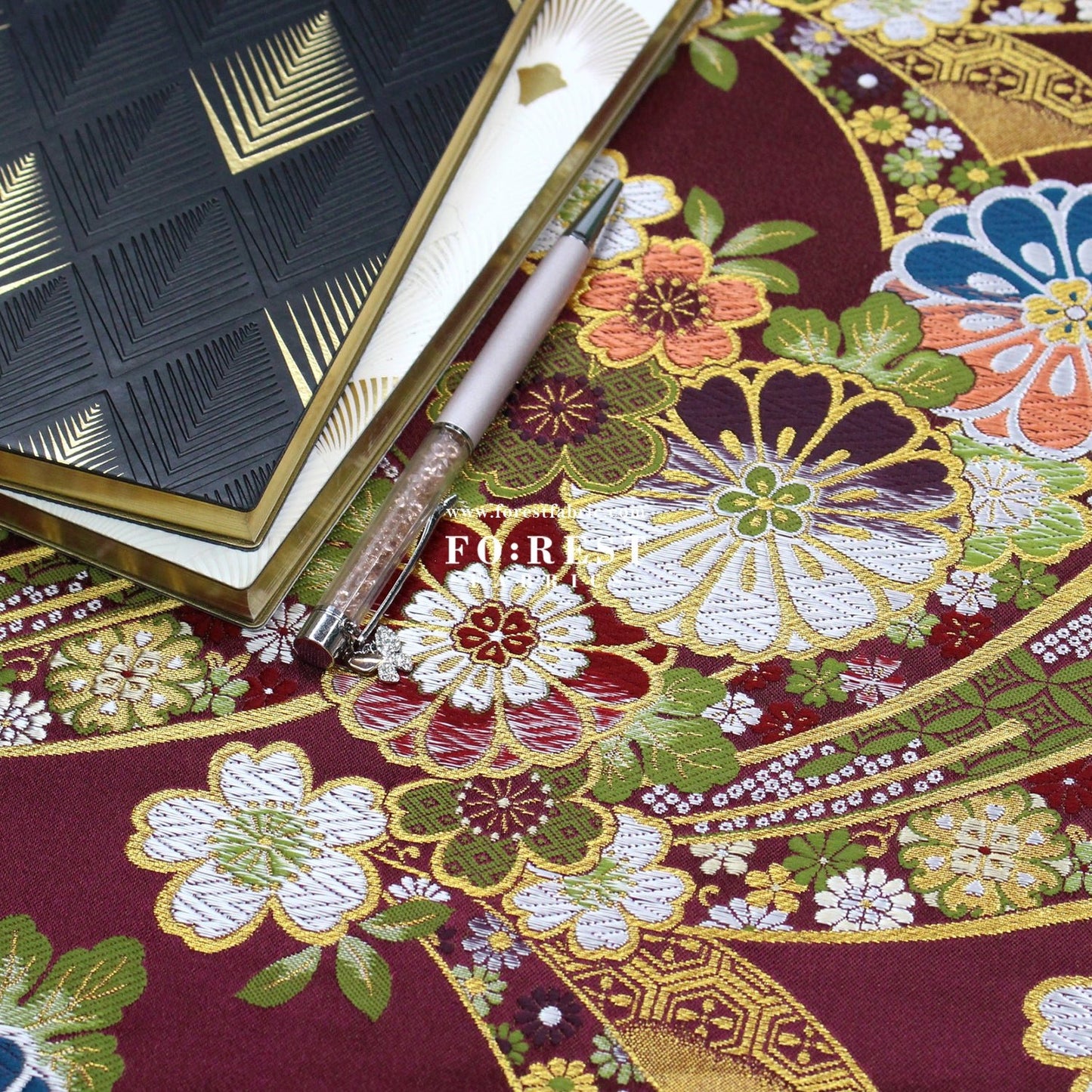 Gold Brocade - Noshi Ribbon Bundle flower fabric Red - FO:REST Fabric 布恩堂Liberty fabrictana lawnjapanese fabricykk zipper