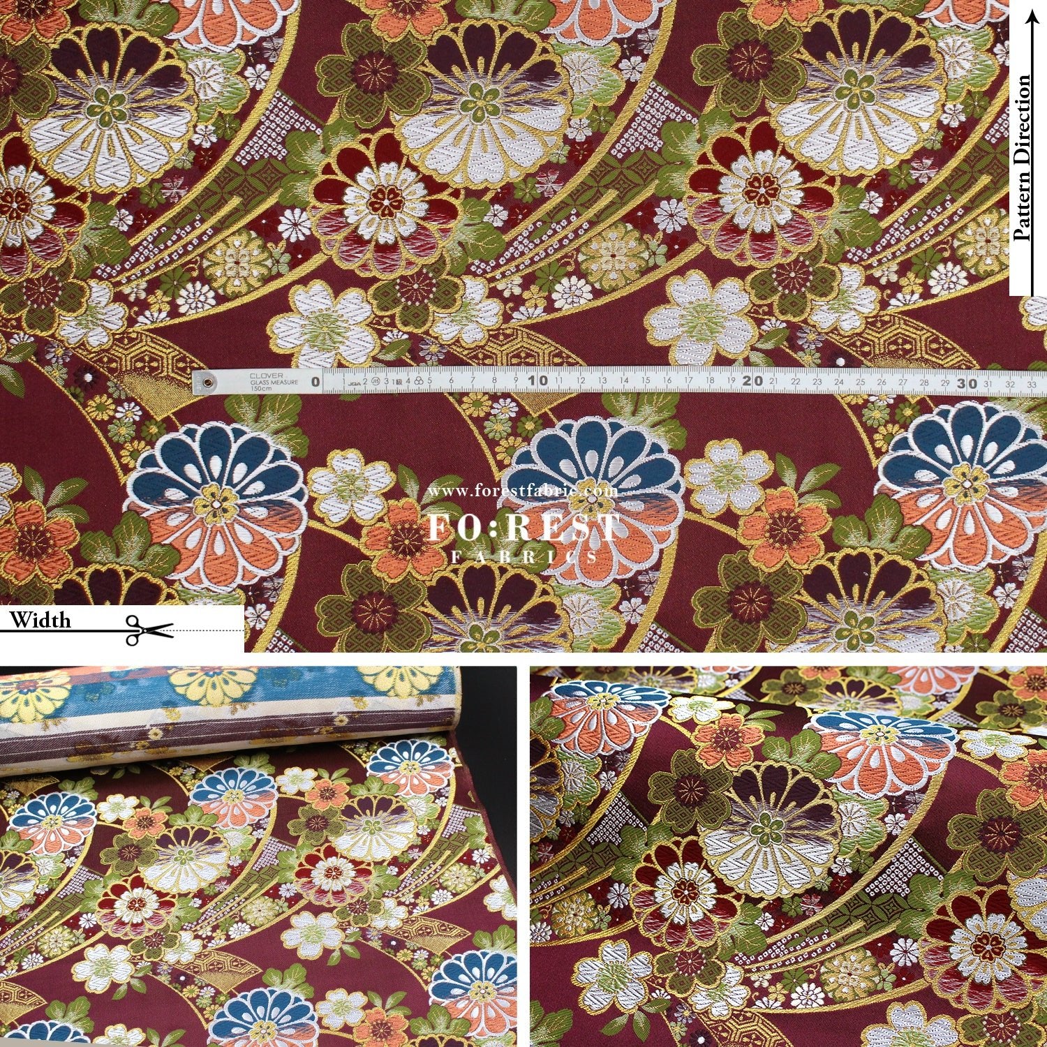 Gold Brocade - Noshi Ribbon Bundle flower fabric Red - FO:REST Fabric 布恩堂Liberty fabrictana lawnjapanese fabricykk zipper
