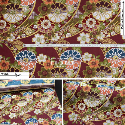 Gold Brocade - Noshi Ribbon Bundle flower fabric Red - FO:REST Fabric 布恩堂Liberty fabrictana lawnjapanese fabricykk zipper