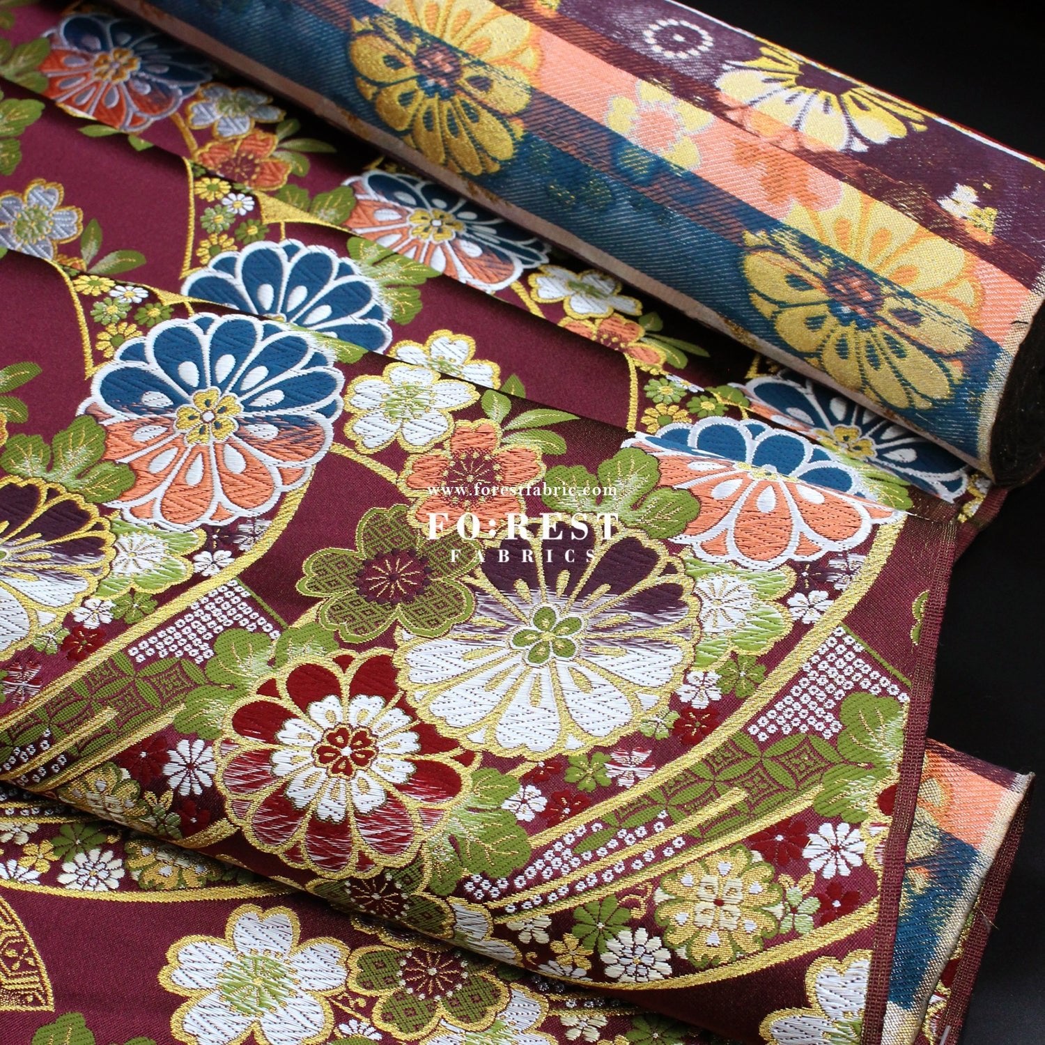 Gold Brocade - Noshi Ribbon Bundle flower fabric Red - FO:REST Fabric 布恩堂Liberty fabrictana lawnjapanese fabricykk zipper