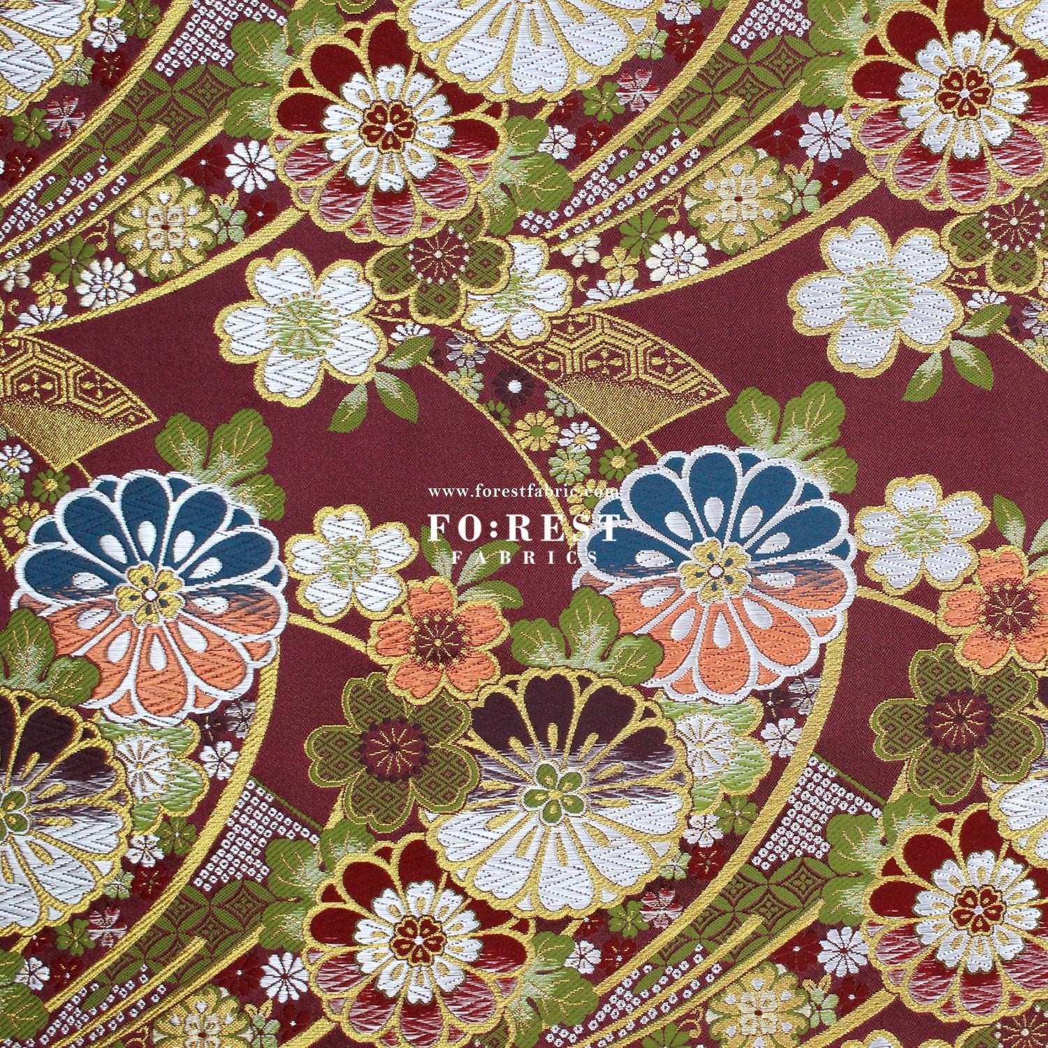 Gold Brocade - Noshi Ribbon Bundle flower fabric Red - FO:REST Fabric 布恩堂Liberty fabrictana lawnjapanese fabricykk zipper