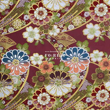 Gold Brocade - Noshi Ribbon Bundle flower fabric Red - FO:REST Fabric 布恩堂Liberty fabrictana lawnjapanese fabricykk zipper