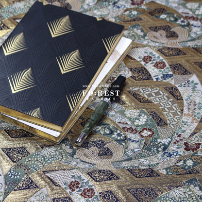 Gold Brocade - Noshi Sakura fabric Navy - FO:REST Fabric 布恩堂Liberty fabrictana lawnjapanese fabricykk zipper