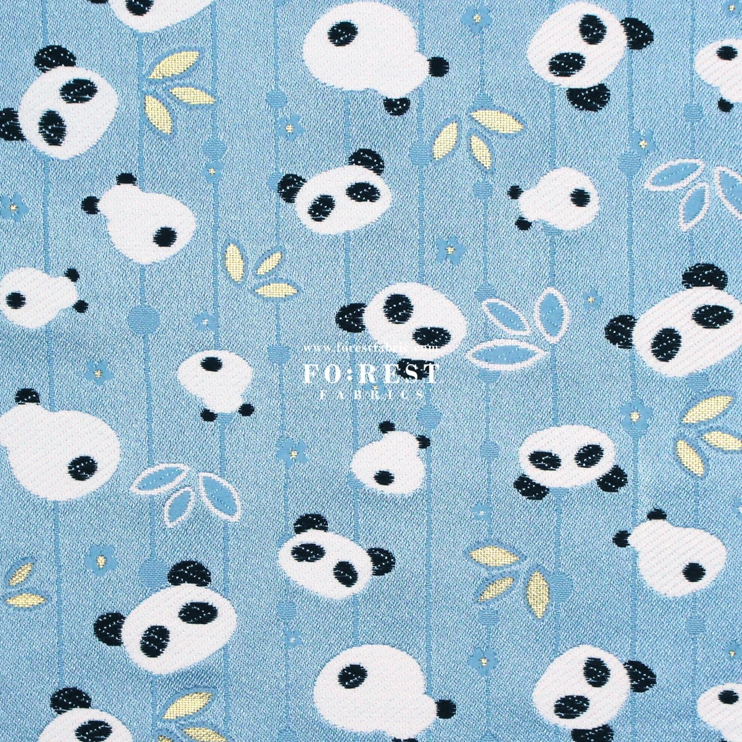 Gold Brocade - Panda fabric Blue - FO:REST Fabric 布恩堂Liberty fabrictana lawnjapanese fabricykk zipper