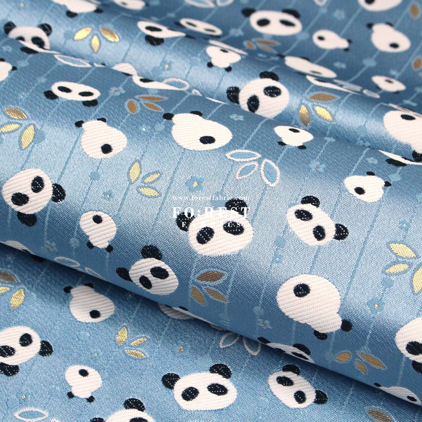 Gold Brocade - Panda fabric Blue - FO:REST Fabric 布恩堂Liberty fabrictana lawnjapanese fabricykk zipper