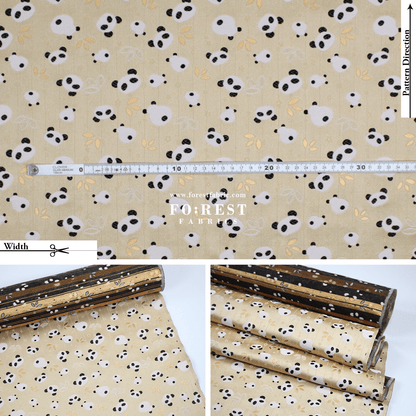 Gold Brocade - Panda fabric Light Gold - FO:REST Fabric 布恩堂Liberty fabrictana lawnjapanese fabricykk zipper