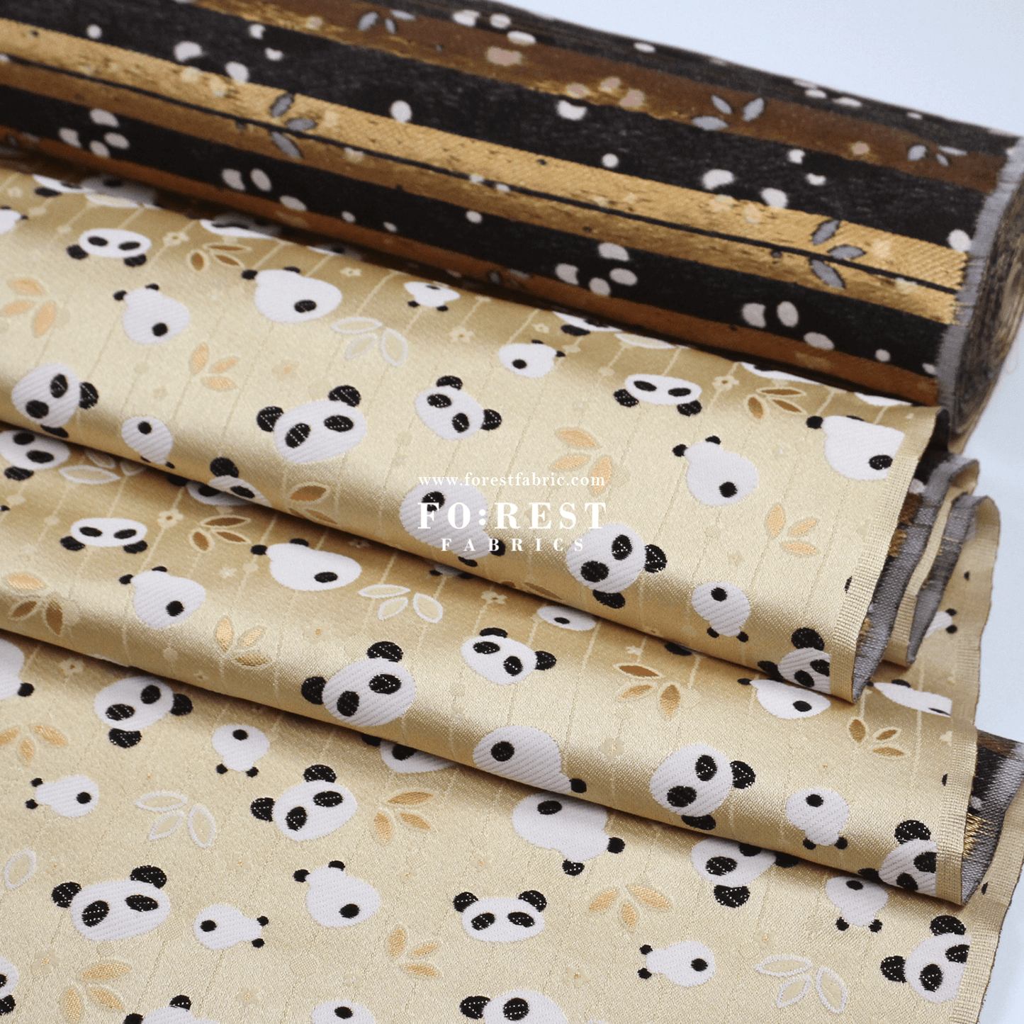 Gold Brocade - Panda fabric Light Gold - FO:REST Fabric 布恩堂Liberty fabrictana lawnjapanese fabricykk zipper