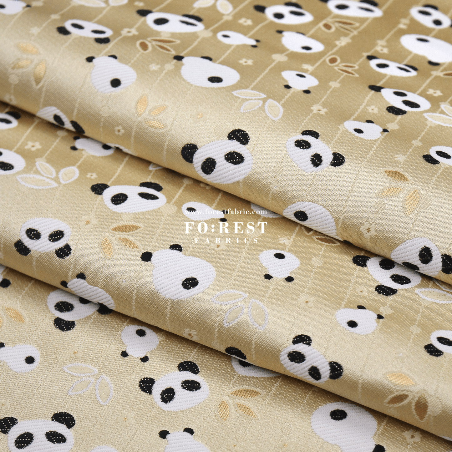 Gold Brocade - Panda fabric Light Gold - FO:REST Fabric 布恩堂Liberty fabrictana lawnjapanese fabricykk zipper