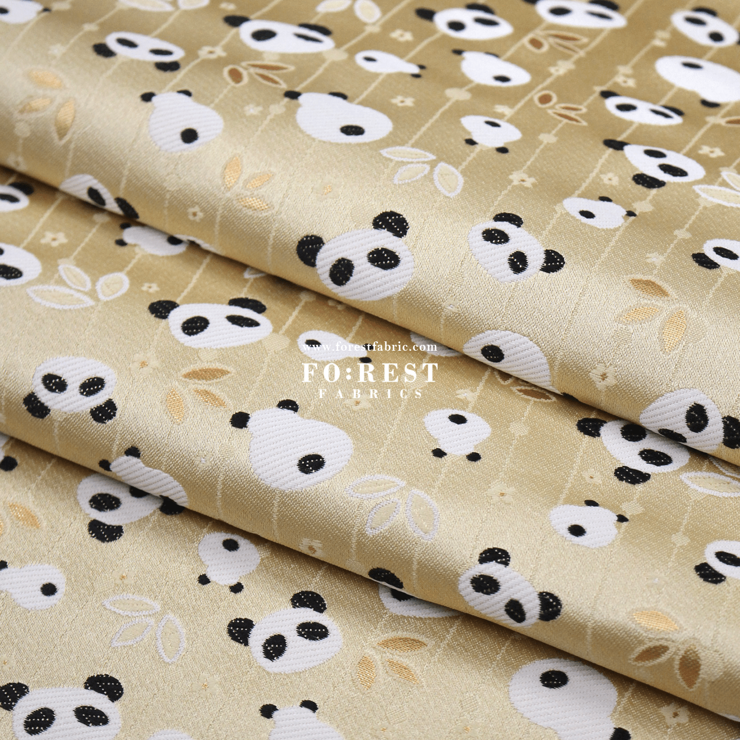 Gold Brocade - Panda fabric Light Gold - FO:REST Fabric 布恩堂Liberty fabrictana lawnjapanese fabricykk zipper