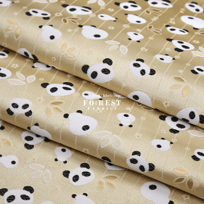 Gold Brocade - Panda fabric Light Gold - FO:REST Fabric 布恩堂Liberty fabrictana lawnjapanese fabricykk zipper