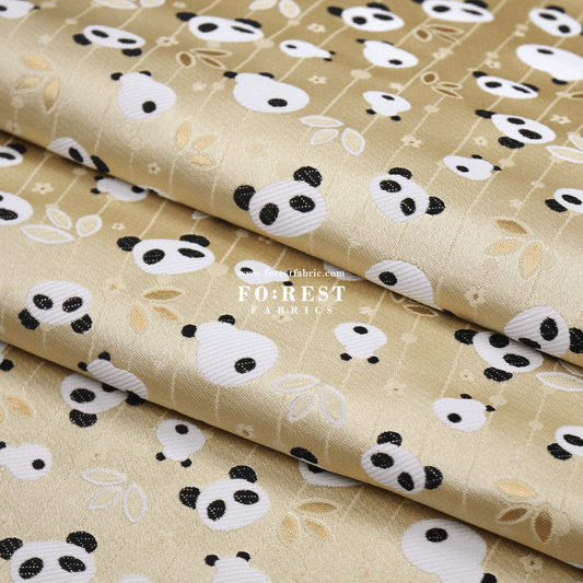 Gold Brocade - Panda fabric Light Gold - FO:REST Fabric 布恩堂Liberty fabrictana lawnjapanese fabricykk zipper